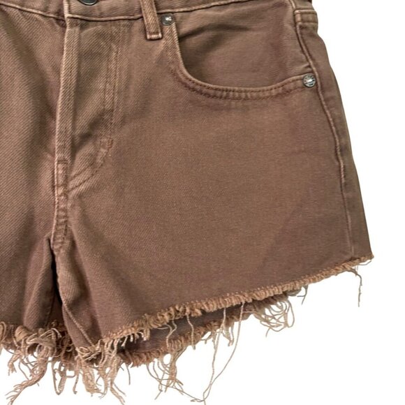 Free People Makai High Rise Cutoff Distressed Shorts In Color Brown Size 25 - Picture 5 of 11